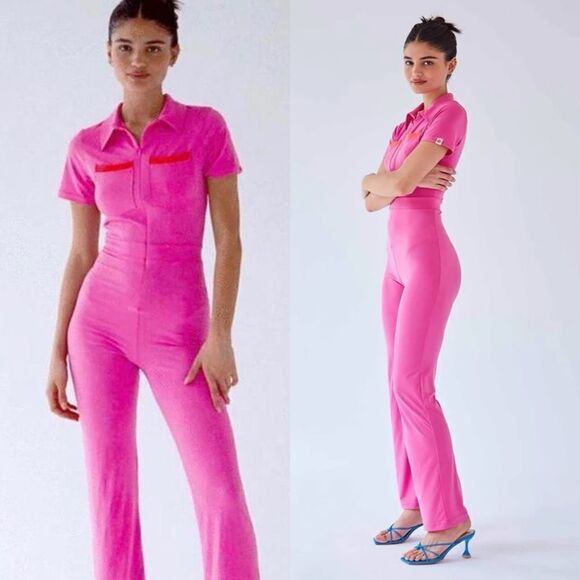 Peachy Den The Kernel Jersey Pink Jumpsuit Short Sleeves Size XS - Picture 1 of 12
